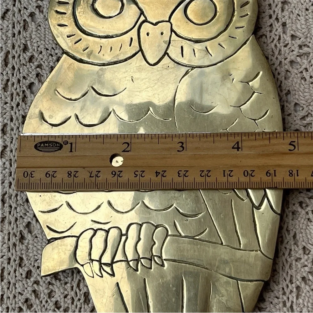 Vintage Solid Brass Owl Footed Trivet Hot Plate Retro Decor
